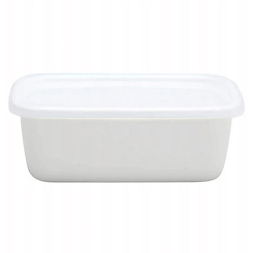 Premium Enamel Rectangle Deep Food Containers with Lid - Noda Horo White Series-Kiichin - The #1 Place for Japanese Goods in Your Hand!