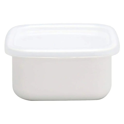 Noda Horo White Enamel Square Food Containers - Small Size with Lid-Kiichin - The #1 Place for Japanese Goods in Your Hand!