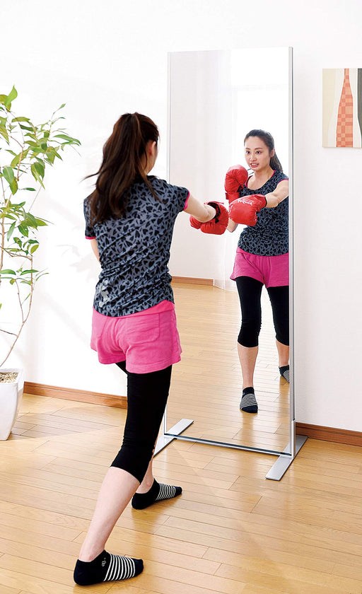 Refex Japan Fitness Stand Mirror - Unbreakable Lightweight (60X180Cm) - Silver-Kiichin - The #1 Place for Japanese Goods in Your Hand!