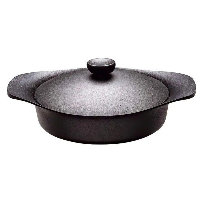 Nihon Yoshokki 22Cm Cast Iron Induction Shallow Casserole with Lid & Fork-Kiichin - The #1 Place for Japanese Goods in Your Hand!