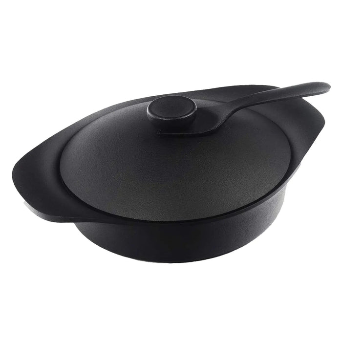 Nihon Yoshokki 22Cm Cast Iron Induction Shallow Casserole with Lid & Fork-Kiichin - The #1 Place for Japanese Goods in Your Hand!