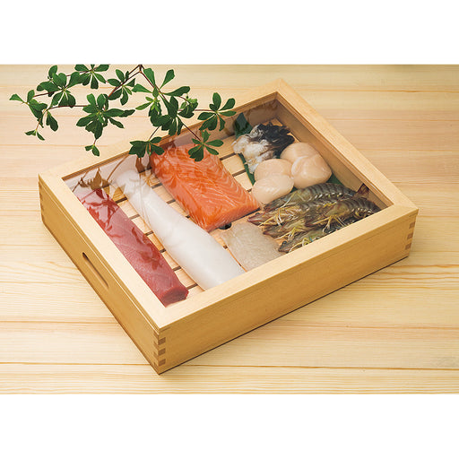 Yamacoh Wooden Sushi Neta Case - Small Size with Acrylic Cover-Kiichin - The #1 Place for Japanese Goods in Your Hand!
