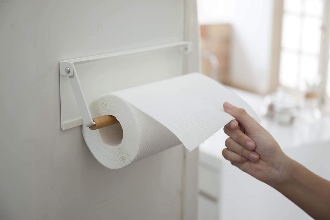 Yamazaki 3530 Kitchen Paper Holder - White, One-Hand Cut, Magnetic-Kiichin - The #1 Place for Japanese Goods in Your Hand!