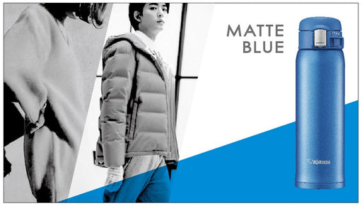 Zojirushi SM-SD36-AM Water Bottle Direct Drinking One Touch Open Stainless Steel Mug 360ml Matte Blue-Kiichin - The #1 Place for Japanese Goods in Your Hand!